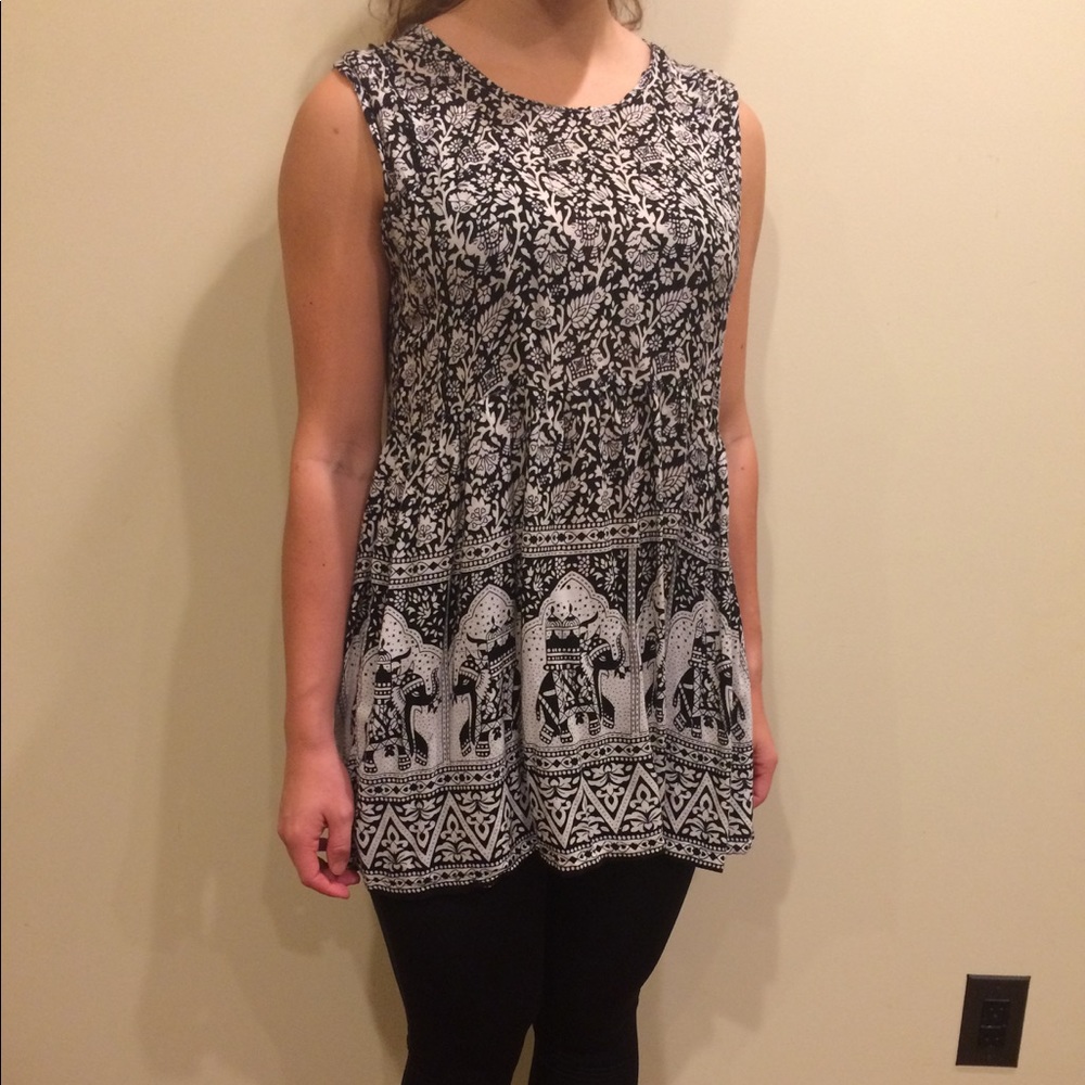 Mexicali Blues Tunic Dress - black and white